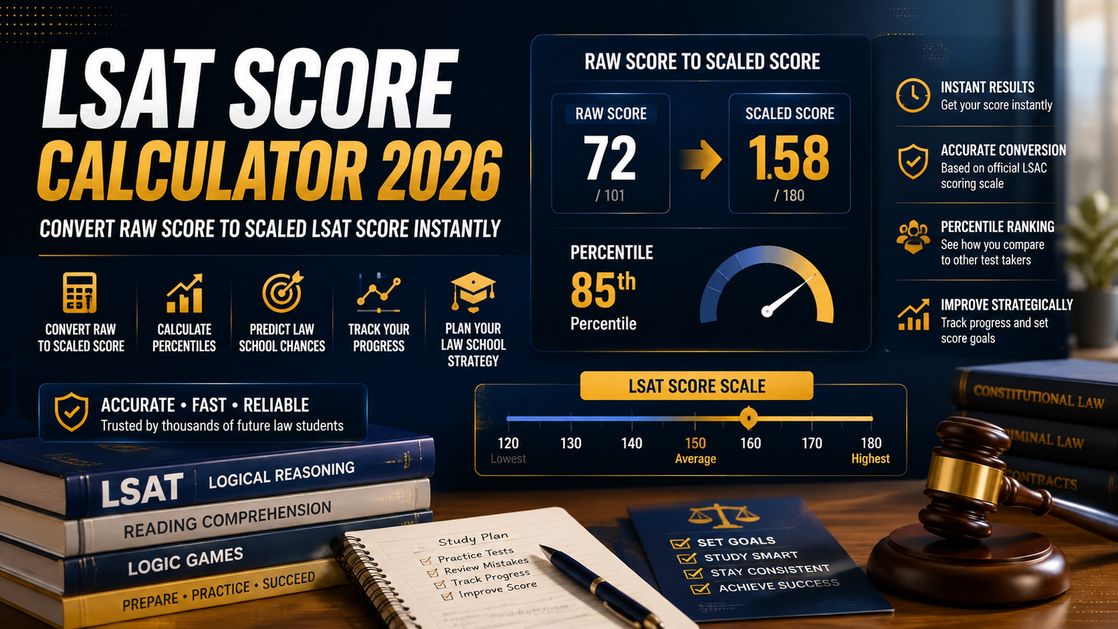 LSAT Score Calculator 2026: Convert Raw Score to Scaled LSAT Score