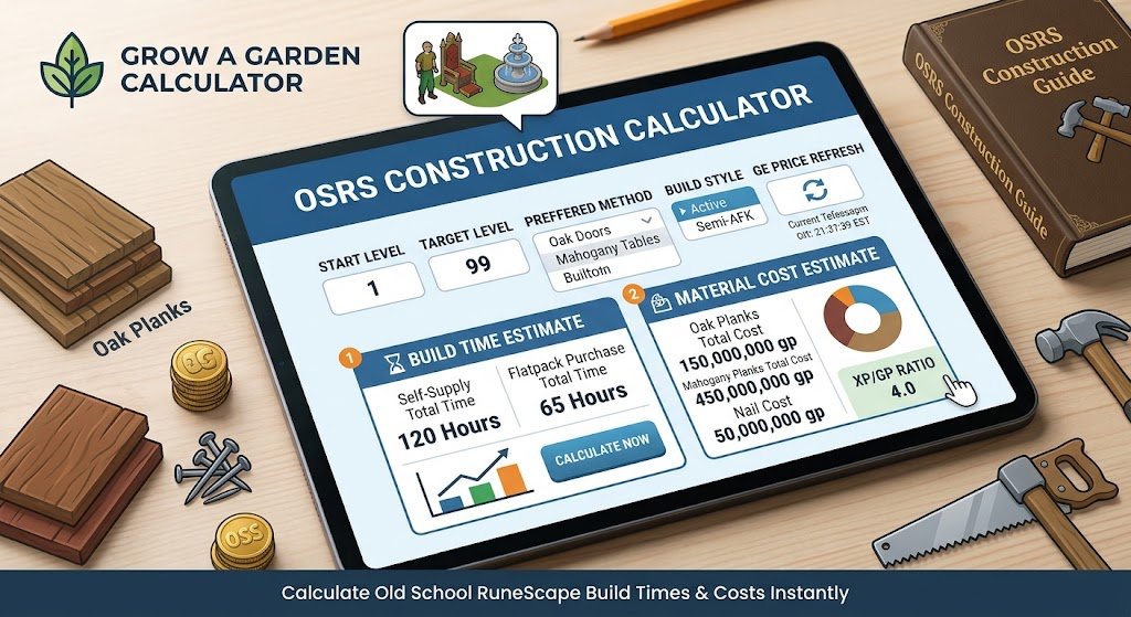 OSRS Construction Calculator 2026: Calculate Build Time & Costs Instantly
