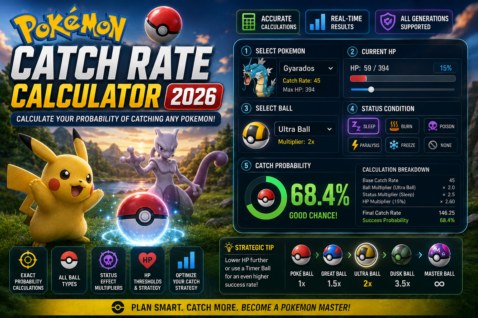 Pokemon Catch Rate Calculator 2026: Calculate Ball Success Rate Instantly