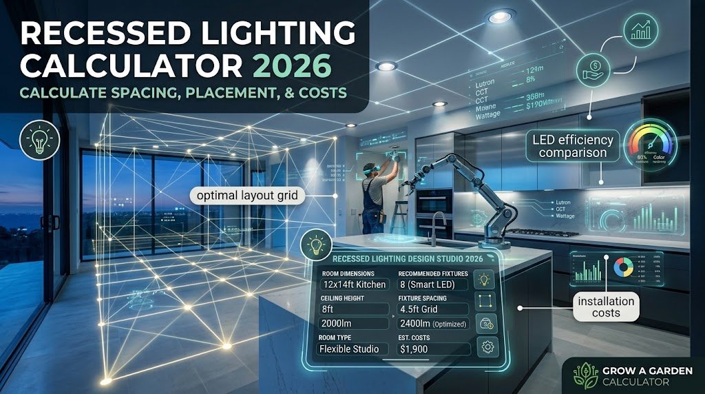 Recessed Lighting Calculator 2026: Calculate Light Spacing, Placement & Costs
