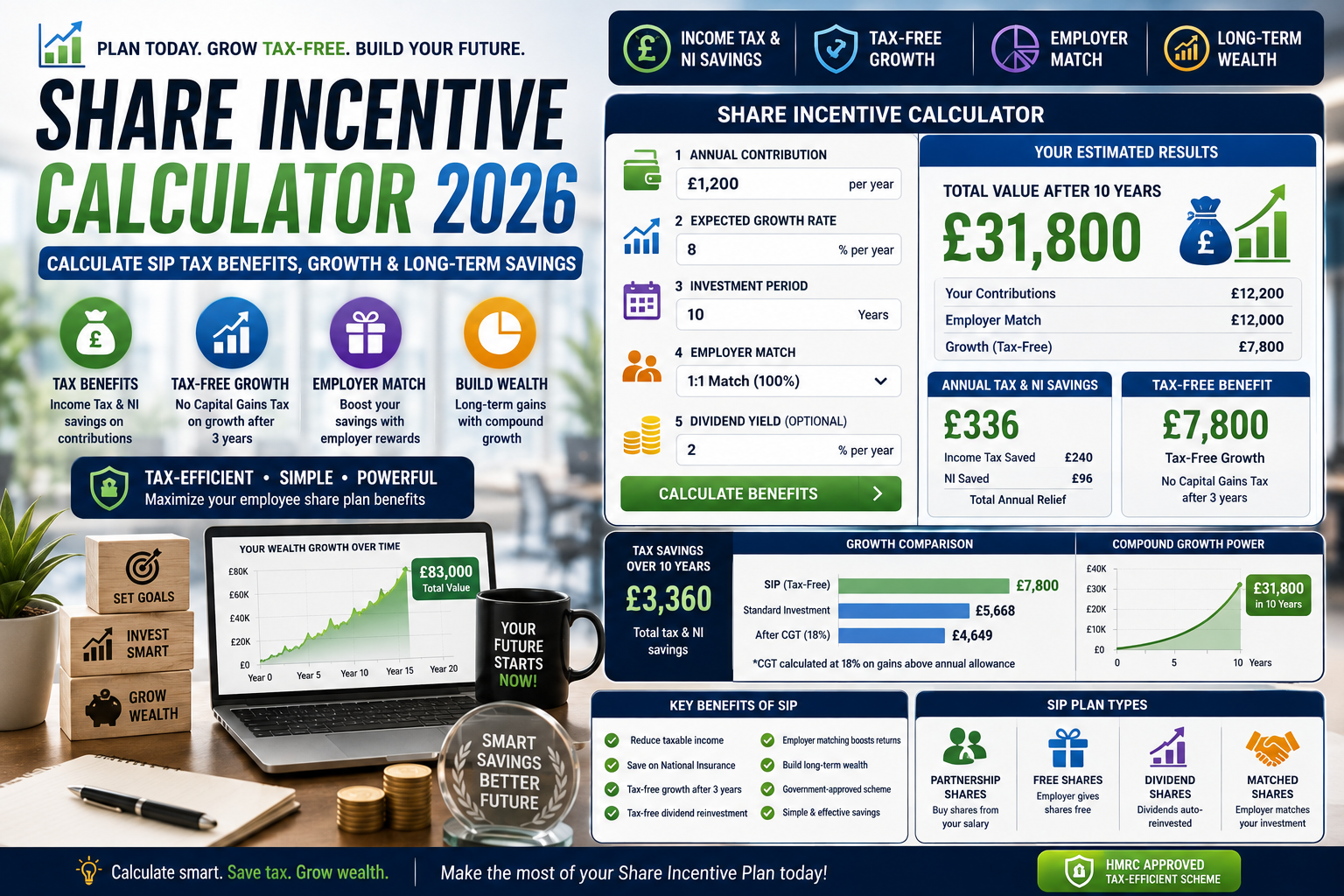 Share Incentive Calculator 2026: Calculate Share Incentive Plan Tax Benefits